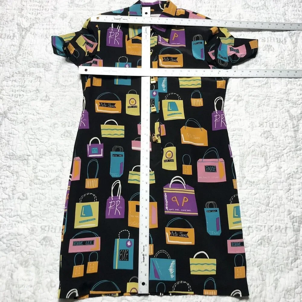 VTG Anne Crimmins for Umi Collections Silk Dress Black Pink Shoulder Pads Size 8 - Picture 10 of 12